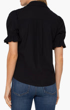 Load image into Gallery viewer, Liverpool Elbow Puff Sleeve Snap Knit Shirt - Backwards Boutique