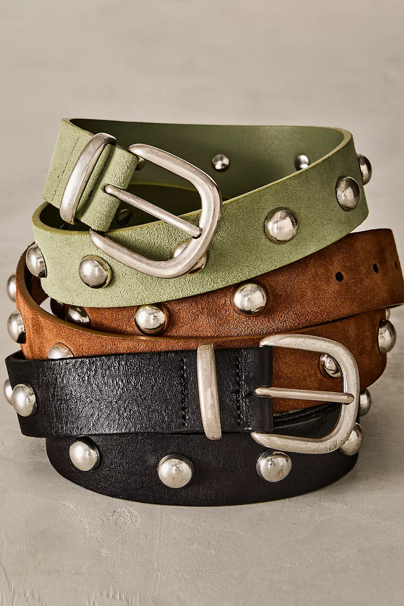 Retro Double Circle Buckle PU Leather Belt