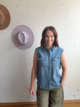 Load image into Gallery viewer, Liverpool Sleeveless Shirt with Pockets - Backwards Boutique