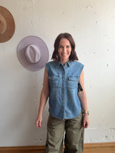 Load image into Gallery viewer, Liverpool Sleeveless Shirt with Pockets - Backwards Boutique