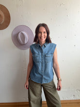 Load image into Gallery viewer, Liverpool Sleeveless Shirt with Pockets - Backwards Boutique