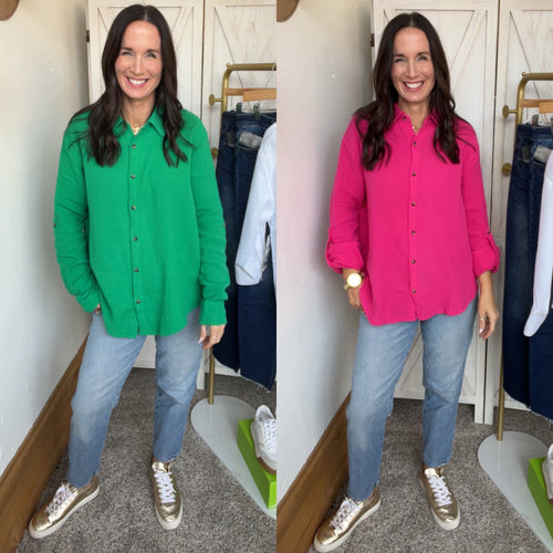 Tammy's Bright Button Down - Backwards Boutique 