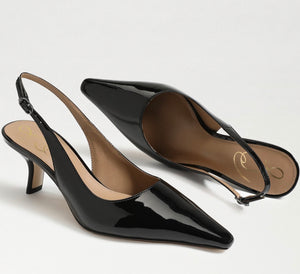 Sam Edelman Bianka Sling Back Patent Black Heel - Backwards Boutique 