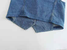 Load image into Gallery viewer, Kenzie’s Denim V-Neck Button Vest