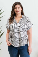 Load image into Gallery viewer, PLUS GEO PRINT COLLARED SPLIT NECK BLOUSE - Backwards Boutique 