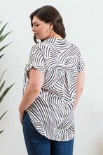 Load image into Gallery viewer, PLUS GEO PRINT COLLARED SPLIT NECK BLOUSE - Backwards Boutique 