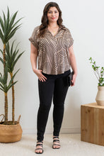 Load image into Gallery viewer, PLUS GEO PRINT COLLARED SPLIT NECK BLOUSE - Backwards Boutique 