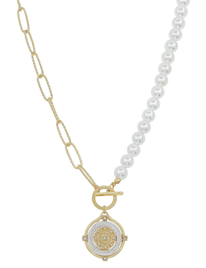 Amy’s Pearl Medallion Necklace - Backwards Boutique 