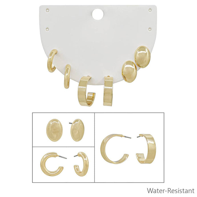 April's Set of 3 Gold Hoop Earrings