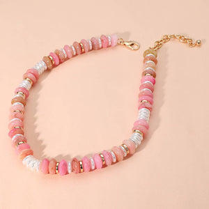 Mary’s Marbled Round Beaded Necklace - Backwards Boutique 
