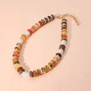 Mary’s Marbled Round Beaded Necklace - Backwards Boutique 