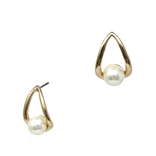 Bonnie's Gold Open Circle with Pearl Accents Earring