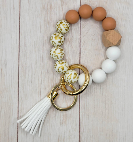 Gold Leopard Silicone Wristlet Key Chain - Backwards Boutique 