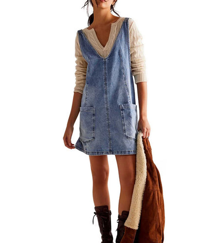 We The Free High Roller Denim Overall Dress