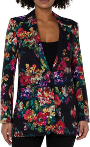 Liverpool Los Angeles Floral One-Button Stretch Blazer - Backwards Boutique 