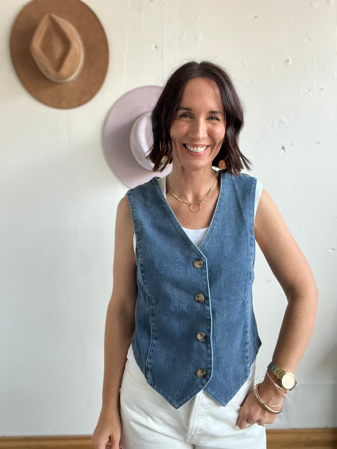 Katlyn’s Denim V-Neck Vest