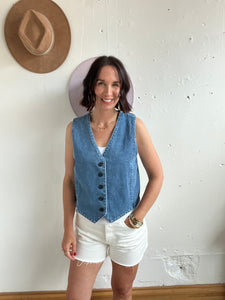 Kenzie’s Denim V-Neck Button Vest