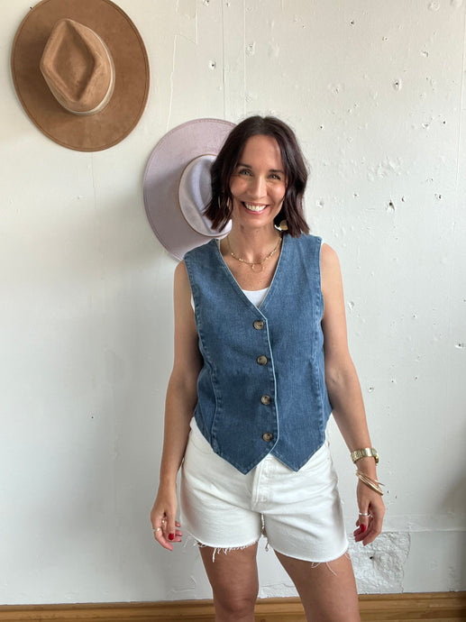 Katlyn’s Denim V-Neck Vest