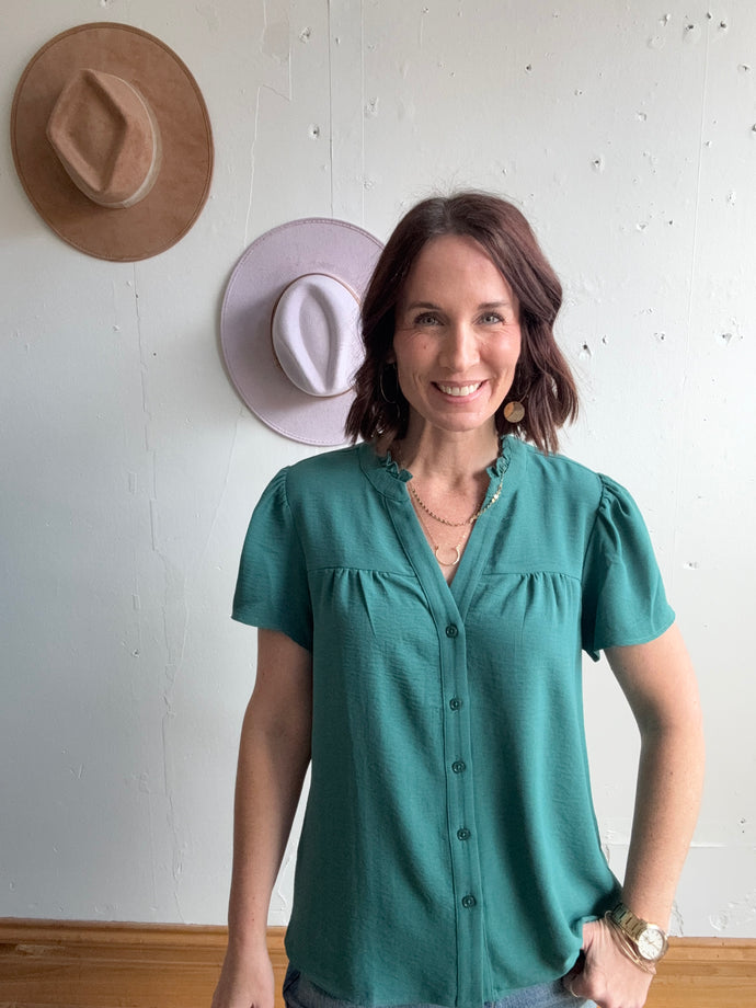 Valorie's Ruffle Button Down - Backwards Boutique 