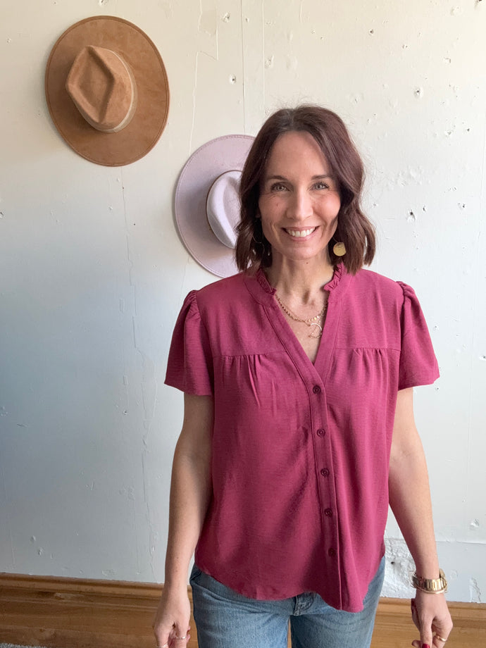 Valorie's Ruffle Button Down - Backwards Boutique 