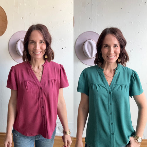 Valorie's Ruffle Button Down - Backwards Boutique 