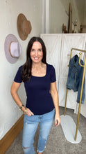 Load image into Gallery viewer, Heather’s Navy Top - Backwards Boutique 