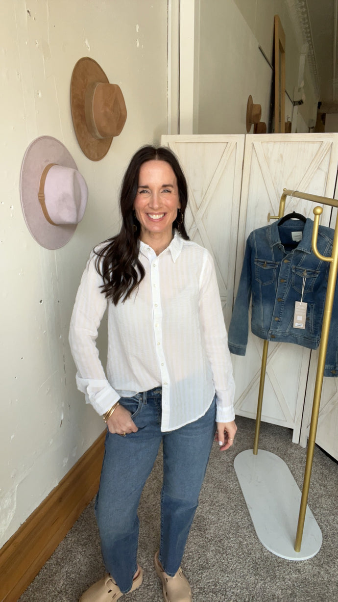 Dylan Striped Taylor Button Down - Backwards Boutique 