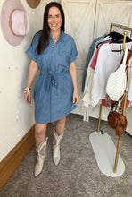 Load image into Gallery viewer, Liverpool Belted Shirt Dress - Backwards Boutique 