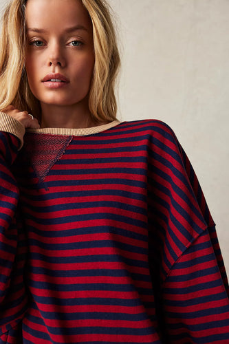 We The Free People Classic Striped Oversized Crew