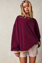 Load image into Gallery viewer, We The Free People Classic Striped Oversized Crew