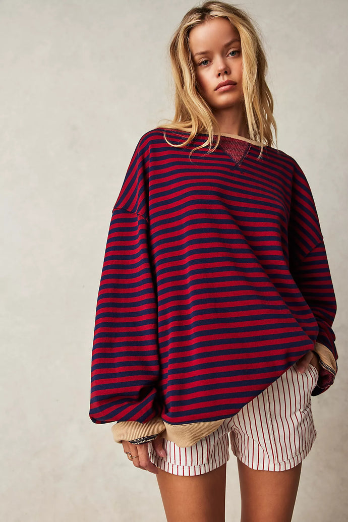 We The Free People Classic Striped Oversized Crew