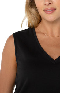 Liverpool SleevelessV Neck Knit Top