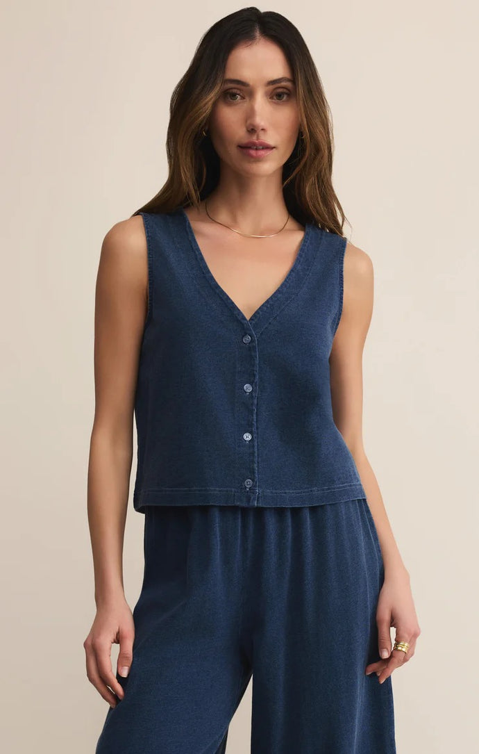 Z Supply Solace Jersey Denim Top - Backwards Boutique 