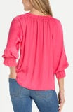 Load image into Gallery viewer, Liverpool 3/4 Sleeve Button Front Top W/ Ruffle Details - Backwards Boutique 