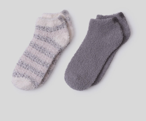 Barefoot Dreams CozyChic Heathered Stripe Ankle Sock Set