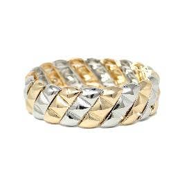 Becca's Gold and Silver Diamond Cut Linked Stretch Bracelet