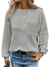 Load image into Gallery viewer, Waffle Solid Color Pocket Casual Top - Backwards Boutique 