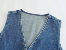 Load image into Gallery viewer, Kenzie’s Denim V-Neck Button Vest