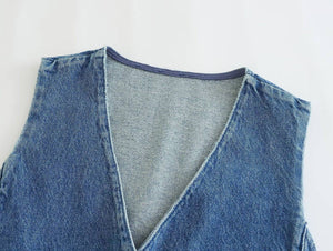 Kenzie’s Denim V-Neck Button Vest