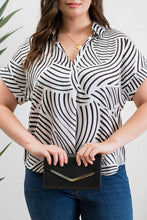 Load image into Gallery viewer, PLUS GEO PRINT COLLARED SPLIT NECK BLOUSE - Backwards Boutique 