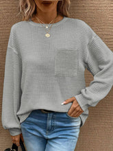 Load image into Gallery viewer, Waffle Solid Color Pocket Casual Top - Backwards Boutique 