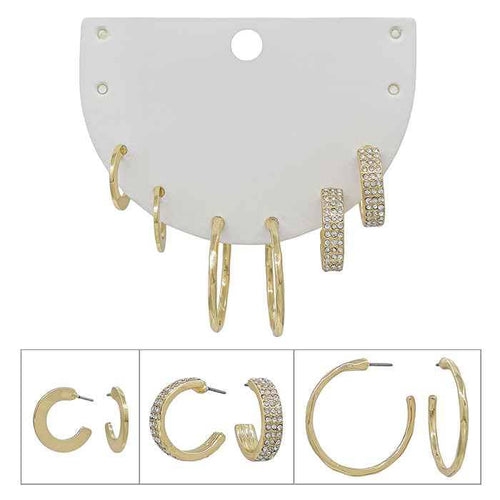 Hannah's Set of 3 Pave and Gold .25, .5