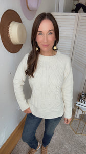 Brooklyn’s Cable Knit Ivory Sweater - Backwards Boutique 