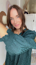 Load image into Gallery viewer, Jenna&#39;s Leopard Hunter Green Blouse - Backwards Boutique 