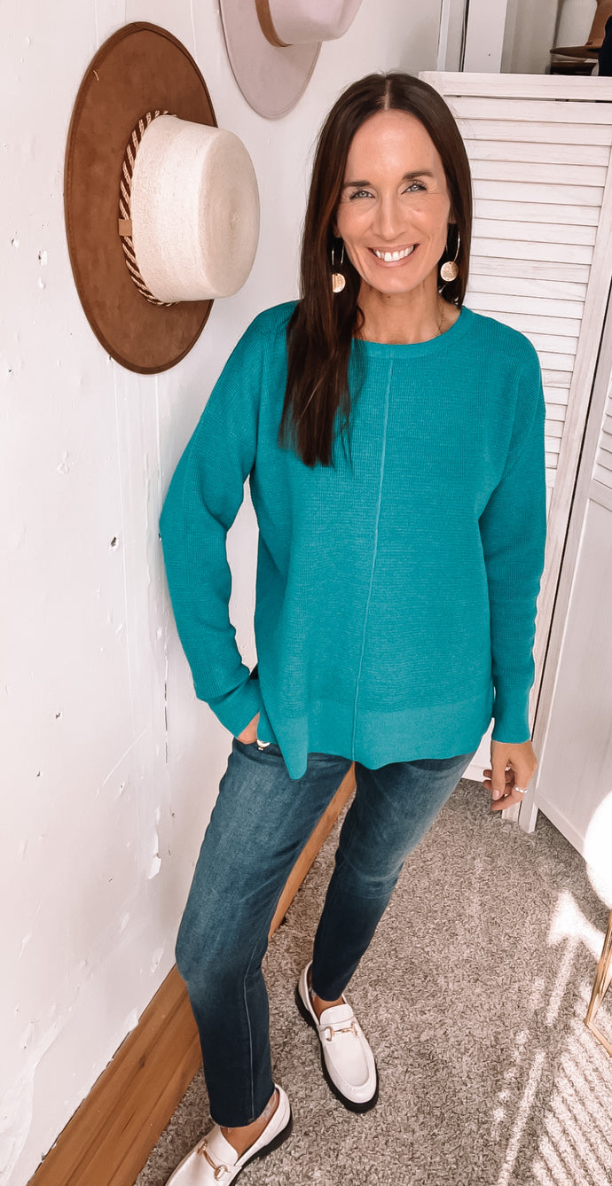 Kelly's Waffle Pullover - Backwards Boutique 