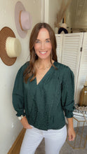 Load image into Gallery viewer, Jenna&#39;s Leopard Hunter Green Blouse - Backwards Boutique 