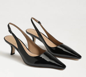 Sam Edelman Bianka Sling Back Patent Black Heel - Backwards Boutique 