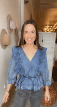 Load image into Gallery viewer, Riley&#39;s Ruffle Denim Top - Backwards Boutique 