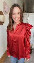 Load image into Gallery viewer, Carrie’s Crimson Blouse - Backwards Boutique 