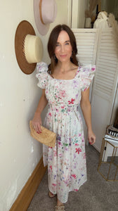 Mandi's Watercolor Floral Dress - Backwards Boutique 